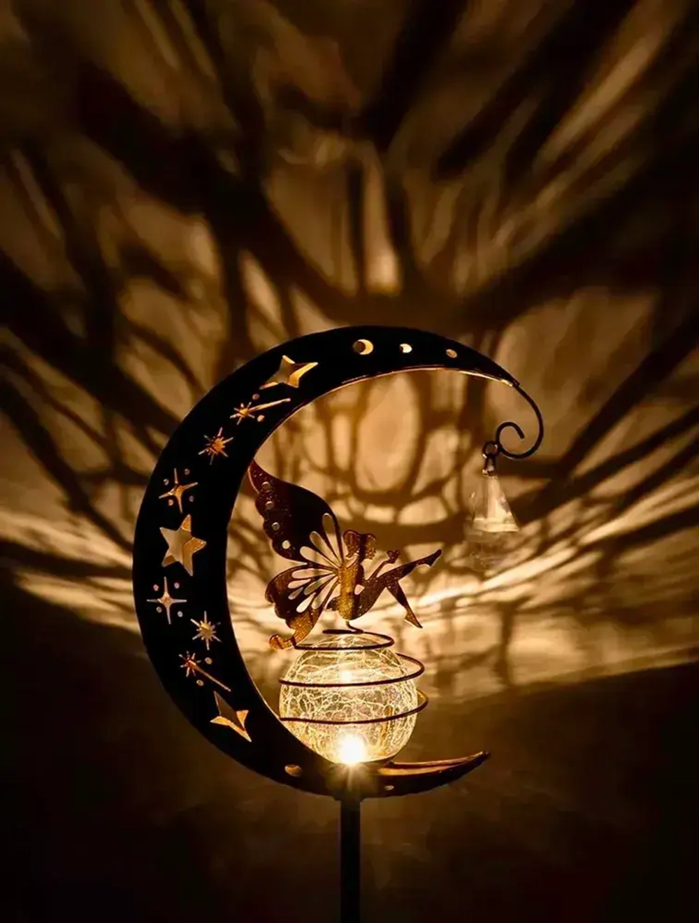 Светильник светящаяся луна на солнечной батарее с феей