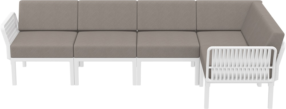 Комплект пластиковой мебели Siesta Contract Portofino Lounge Corner, белый, светло-коричневый