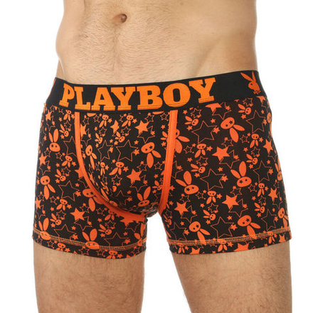 Мужские трусы боксеры PLAYBOY Black Orange Rabbit 22827