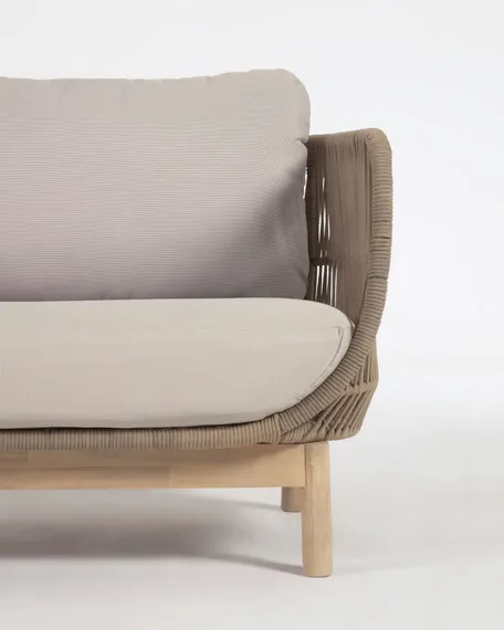 Трехместный уличный диван Catalina, бежевый корд, массив акации