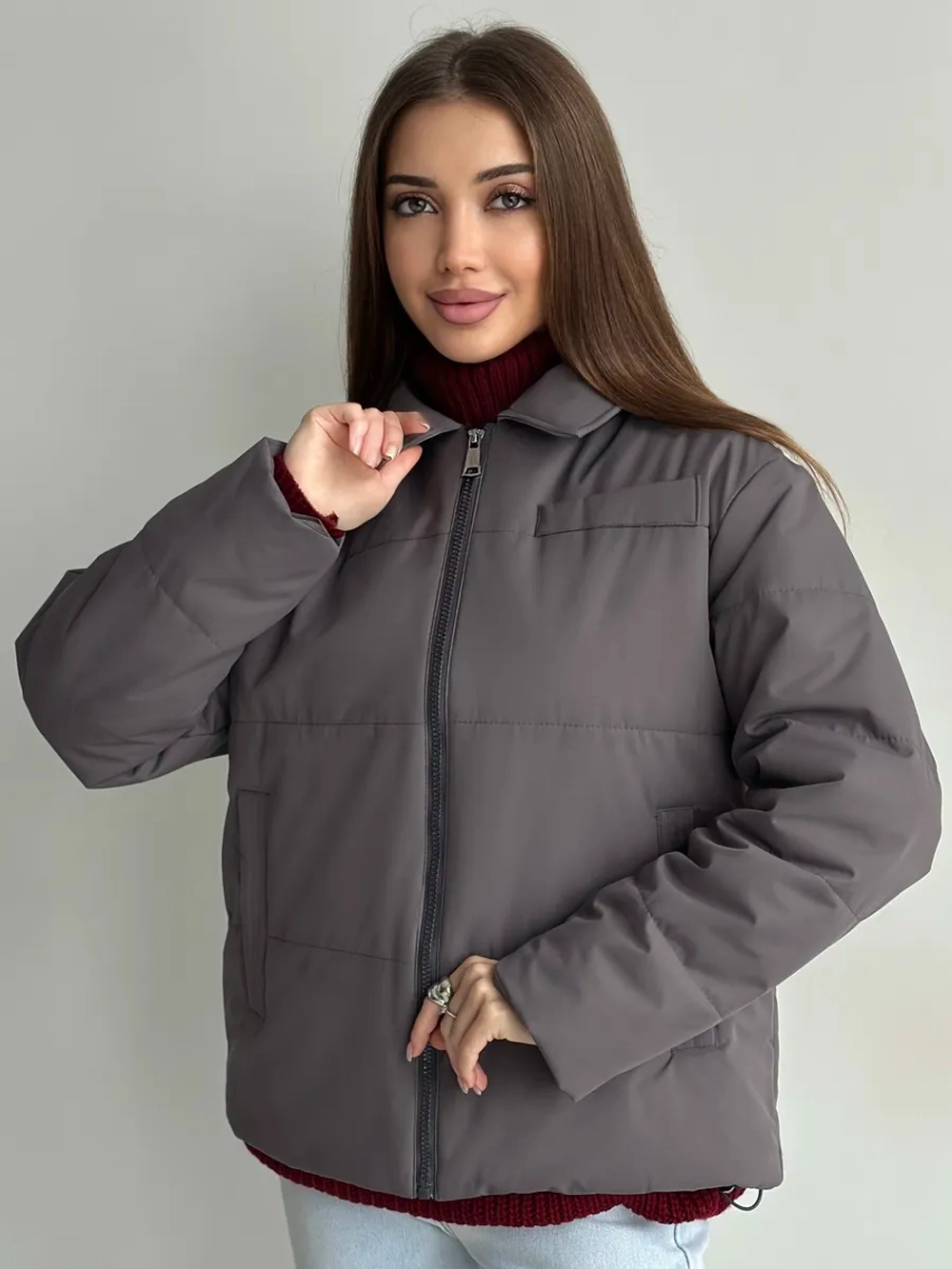 Куртка осенняя с отложным воротником