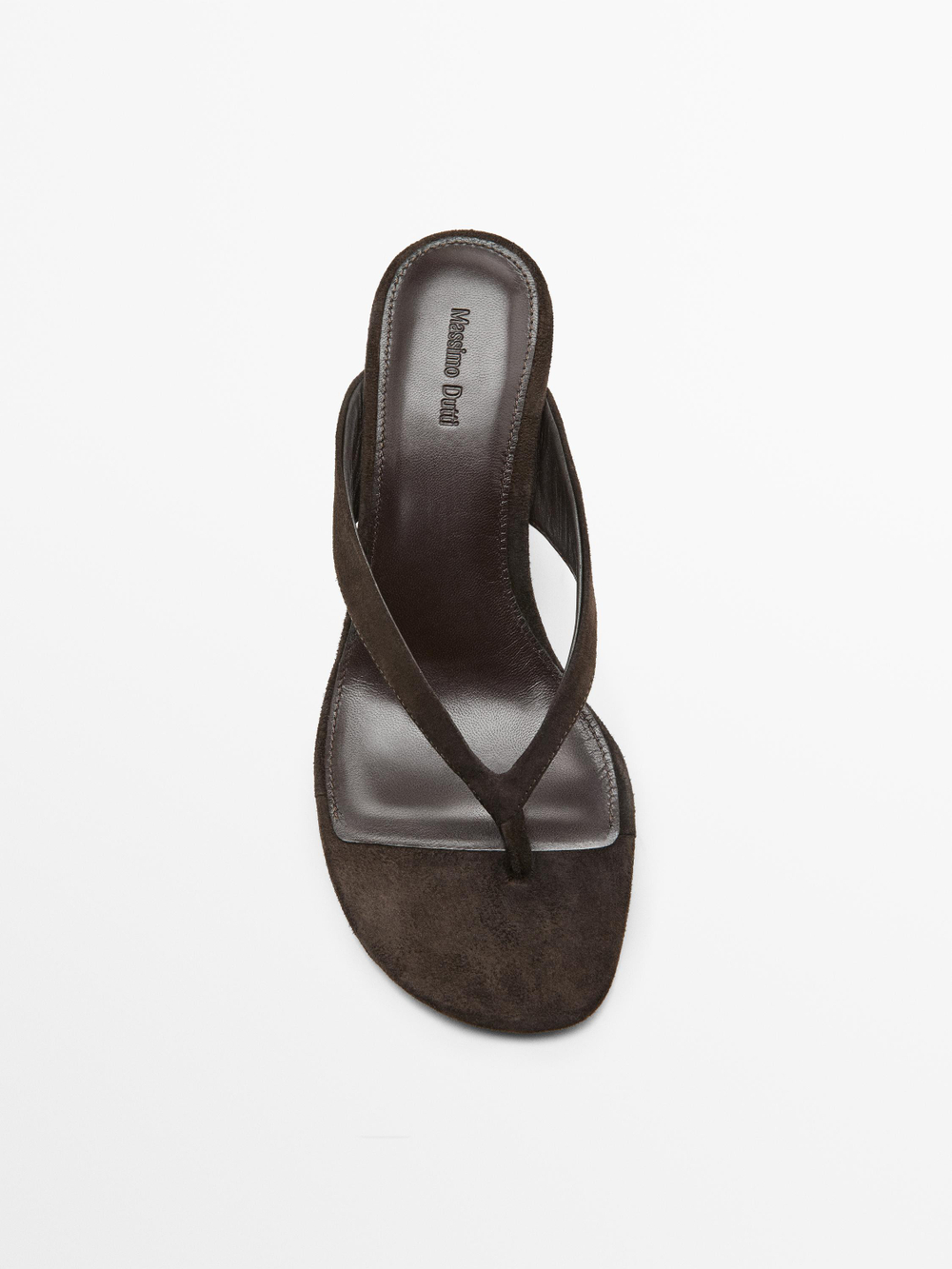 Massimo Dutti Сандалии на танкетке с разрезом на коже, коричневый