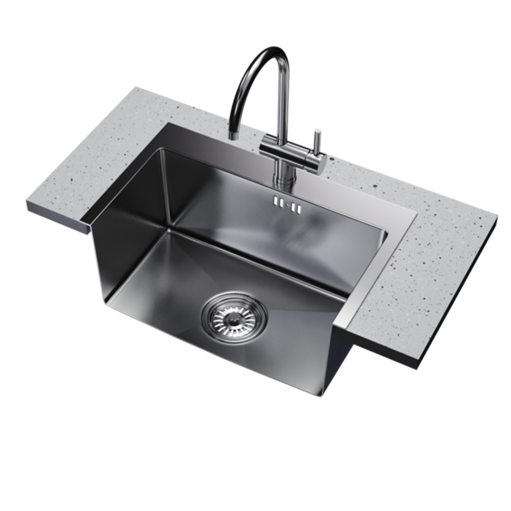 Мойка настол.монтаж 72х40 (3,0) 2-х ЧАШЕВАЯ вып 3 1/2  MIXLINE PRO 22см с сифоном (черный графит)