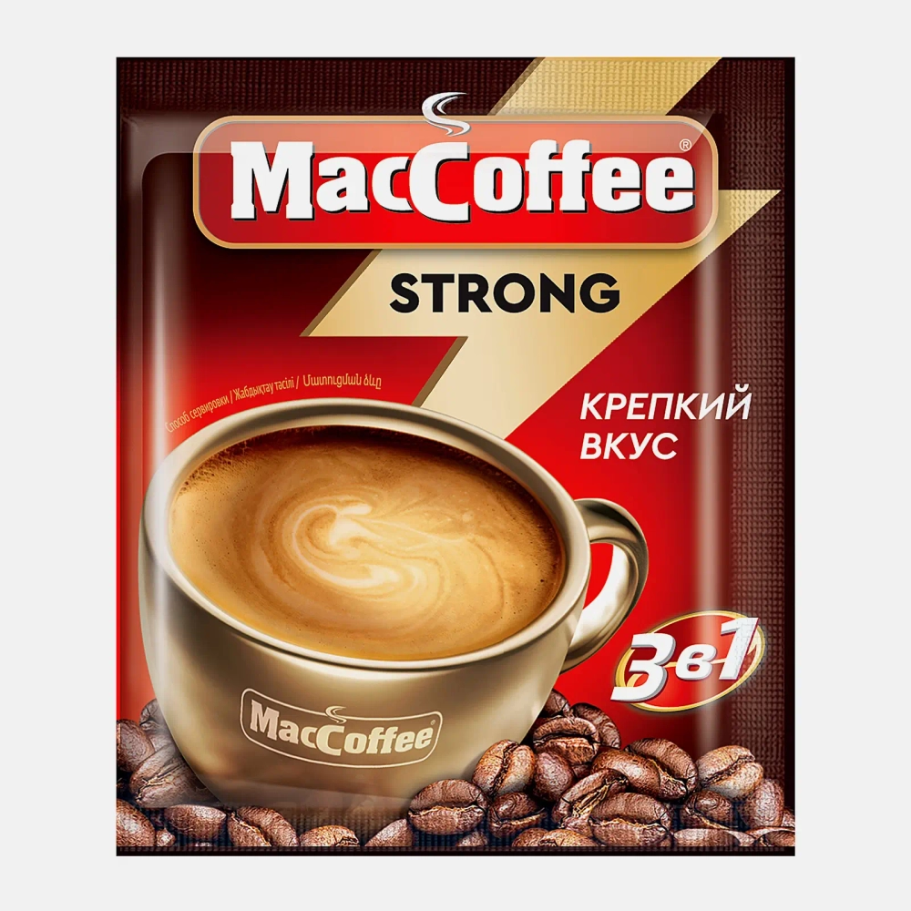 Кофейный напиток растворимый 3в1 Maccoffee Стронг 18г