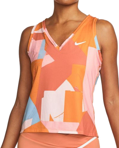 Женский топ теннисный Nike Court Victory Print Tank W - hot curry/white