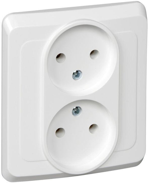 Розетка 2-м СП 16А IP20 250В без заземл. без защ. шторок бел.