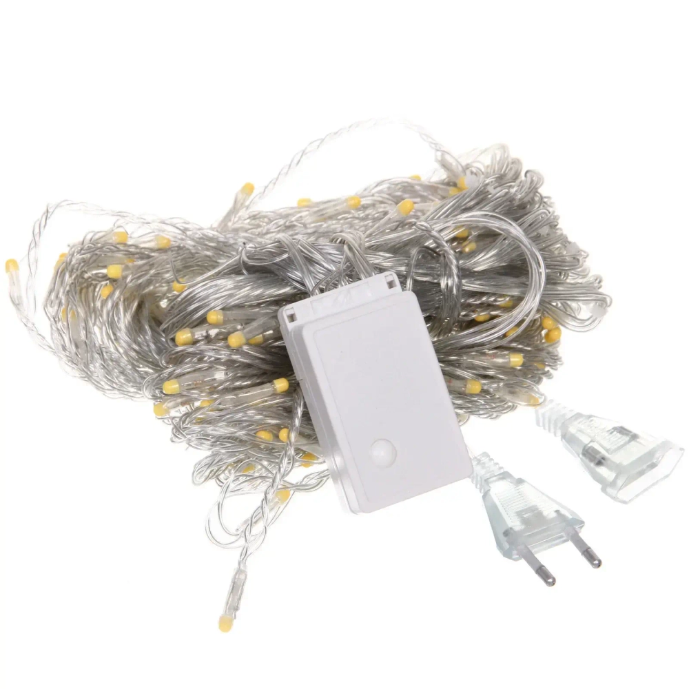 Гирлянда для дома ЗАНАВЕС «Bright light» Водопад 3м*3м 240 ламп LED, IP-20, 8 режимов. Теплый белый (возможность соединения)