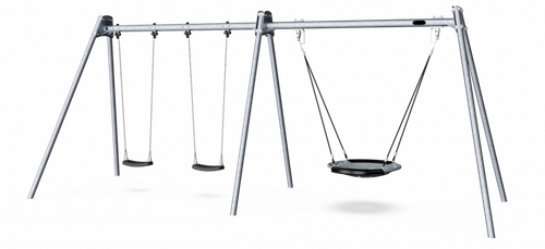 Двойные качели + качели «Гнездо» d=100см, Н=2,5 м, сосна