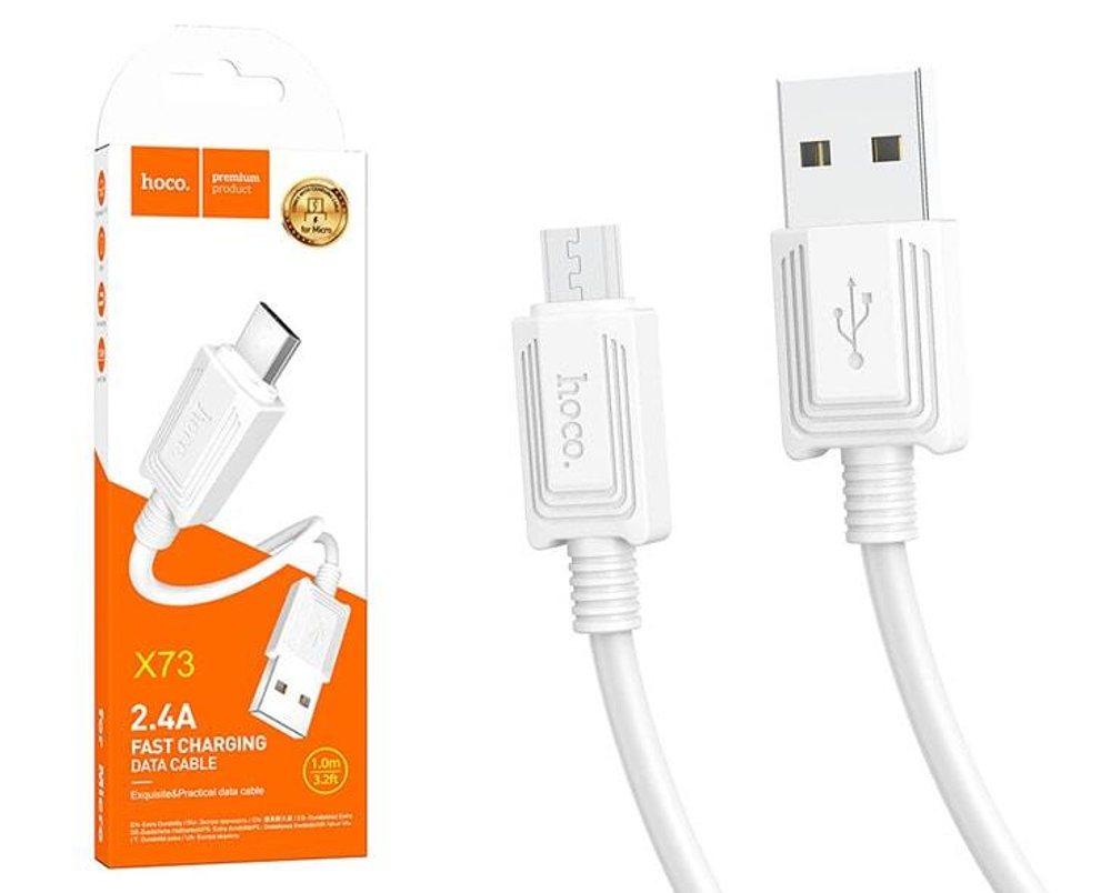 Кабель USB - Micro HOCO X73 (белый) 1м