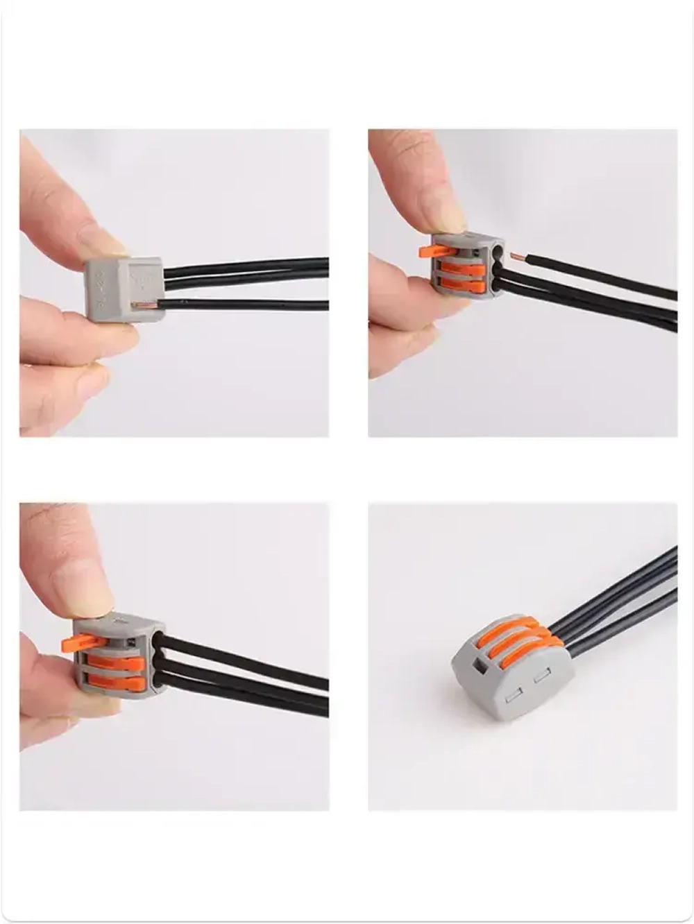 Клеммы для проводов универсальные строительно монтажные зажимные 3-х Контактные 0.08-2.5(4.0)мм2 32А РСТ 213 (Аналог) 20 штук