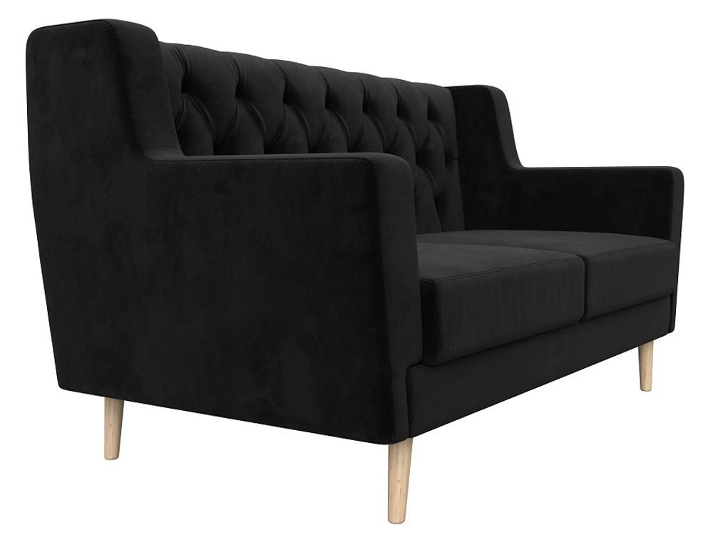 Диван кухонный прямой Брайтон 2 Люкс, Черный, Велюр, 108946