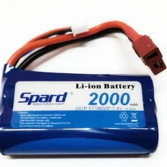 Аккумулятор Li-Ion Spard 2000mAh, 7,4V, 15C, T‐plug для Remo Hobby 1/16, Himoto 1/18