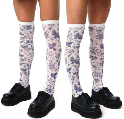 Белые гольфы с цветным принтом в виде птиц (Цвет: белый)