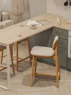 Стул полубарный Saga, рогожка, бежевый