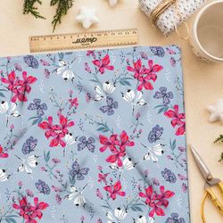 Ткань атлас цветочные страсти