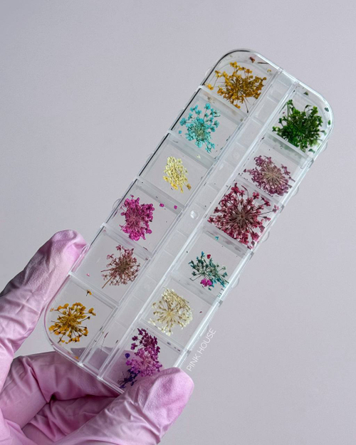 Сухоцветы в контейнере Pink House