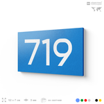 Номер на дверь 719, табличка на дверь для офиса, квартиры, кабинета, аудитории, склада, голубая 120х70 мм, Айдентика Технолоджи