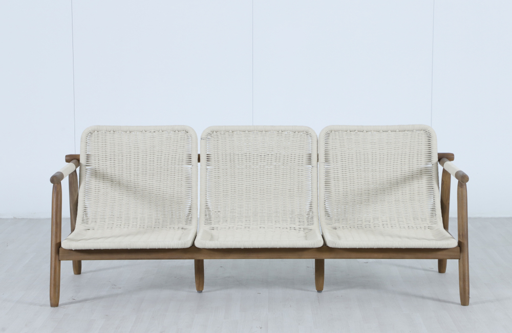 Диван деревянный трехместный Tagliamento Apoyo, грецкий орех, голубой