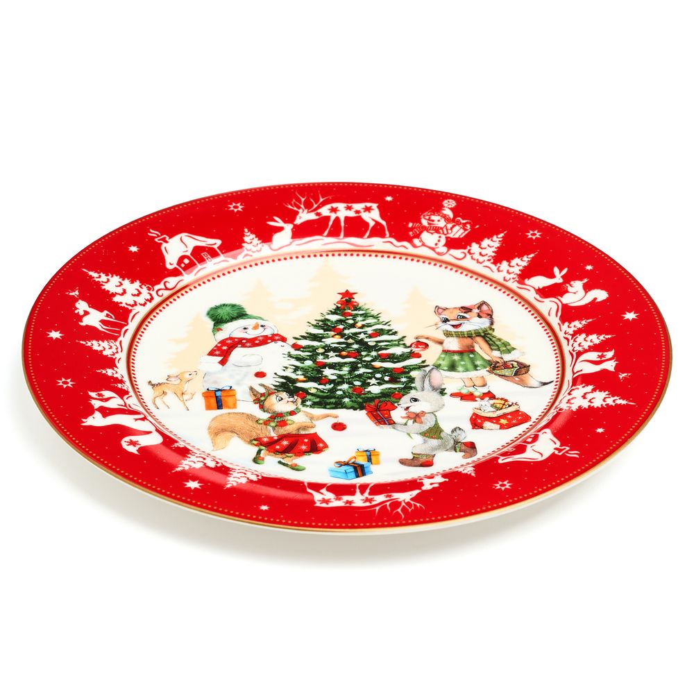 ТАРЕЛКА ЗАКУСОЧНАЯ LEFARD "ЕЛКА" 19 СМ КРАСНАЯ (КОР=18ШТ.)