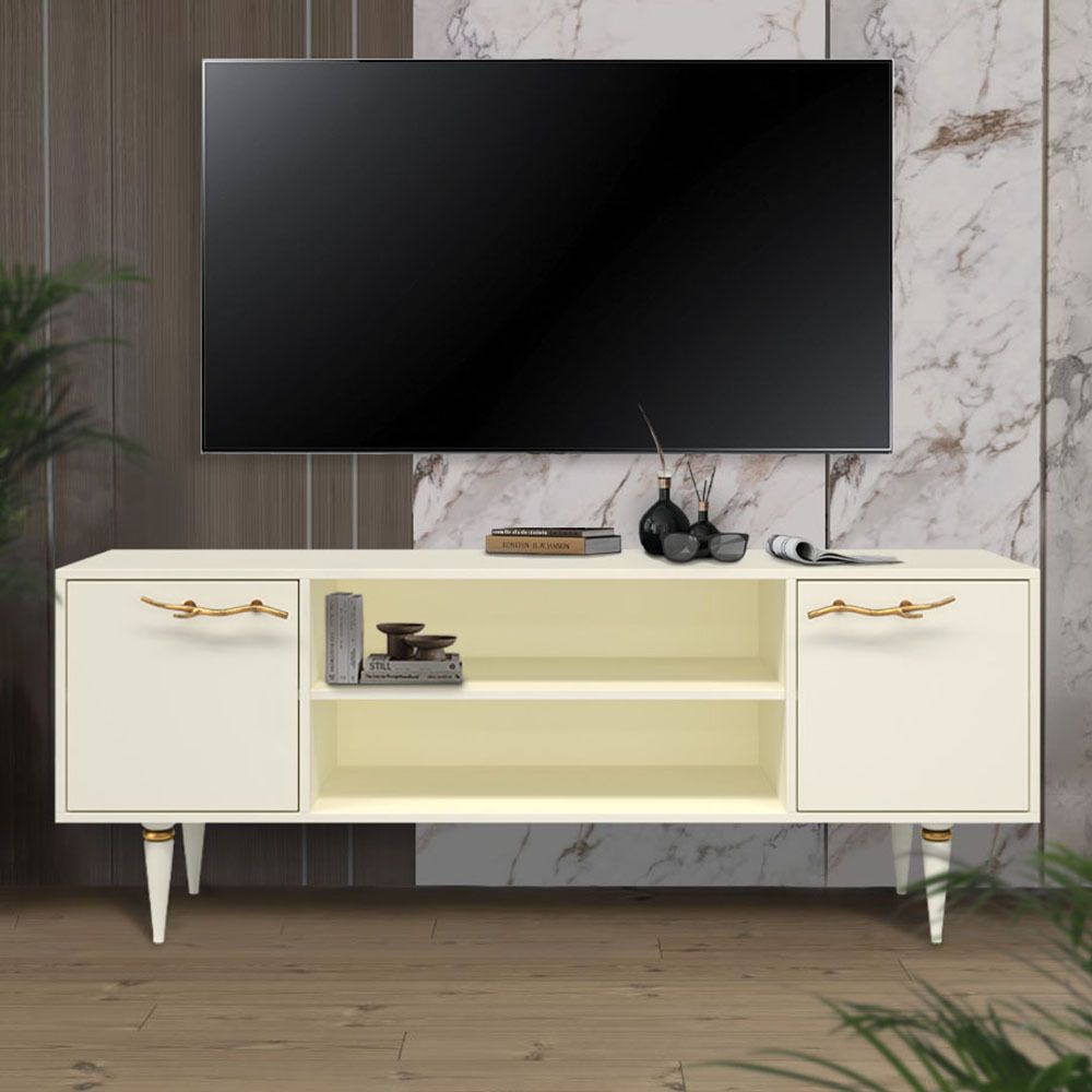 Тумба под ТВ Арт Колор matte 155см Классик Голд Кремовый белый матовый