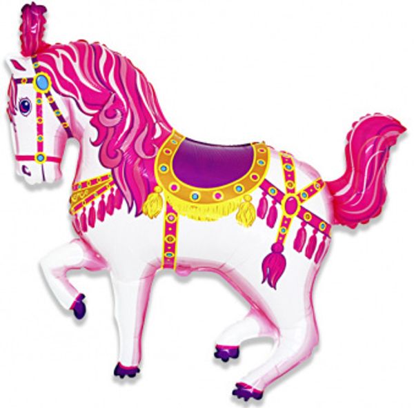 Шар фигура мини лошадь цирковая розовая 36см