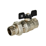 Кран шаровой полнопроходной STOUT - 1" (ВР/НР-американка PN40, Tmax 150°C, ручка-бабочка черная)