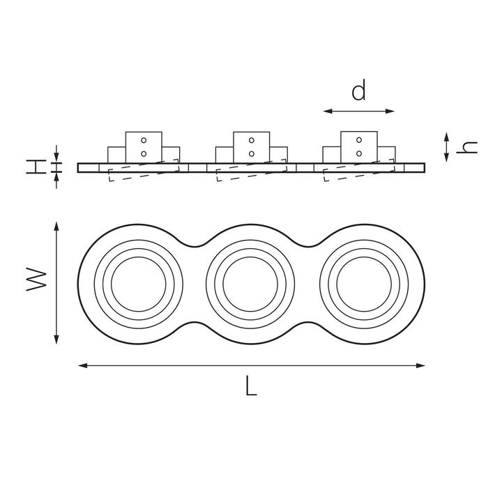 Комплект из светильника и рамки Lightstar Intero 16 (217639+217607+217607+217607) i639070707