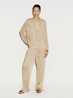 Massimo Dutti Струящиеся брюки в складку - Limited Edition, ванильный