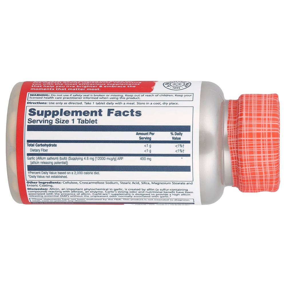 Solaray, GarliCare® с кишечнорастворимой оболочкой, 60 таблеток