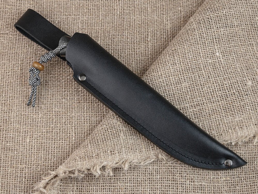 Нож для бушкрафта "Гефест", сталь VG-10/Elmax, рукоять карбон (черный спейсер)