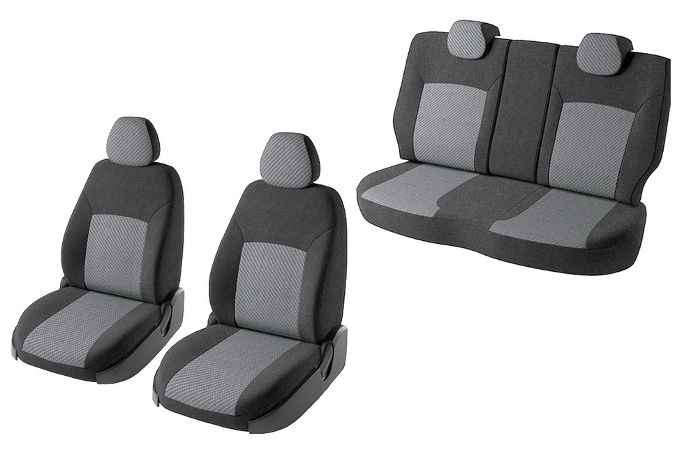 Чехлы на сиденья Chevrolet Aveo 2012- ;жаккард спинка 1/2 серые