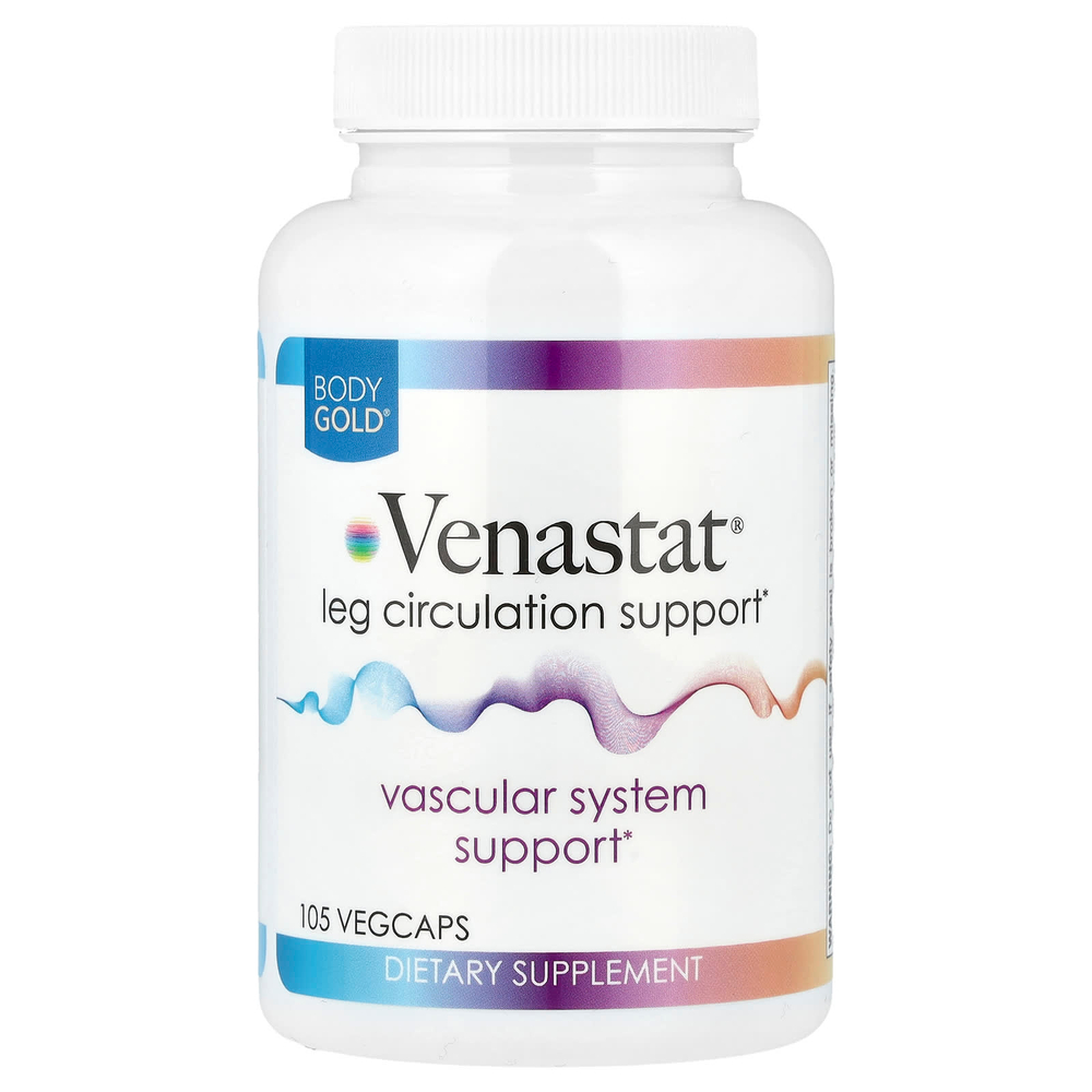 BodyGold, Venastat®, поддержка кровообращения в ногах, 105 растительных капсул