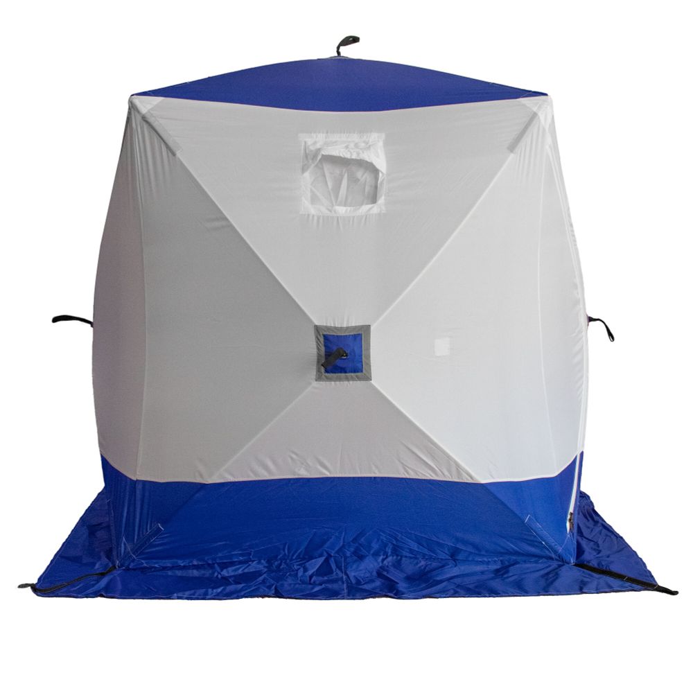 Палатка зимняя куб СЛЕДОПЫТ 1,5 х1,5 м, Oxford 210D PU 1000, S по полу 2,2 кв.м, цв. синий/белый