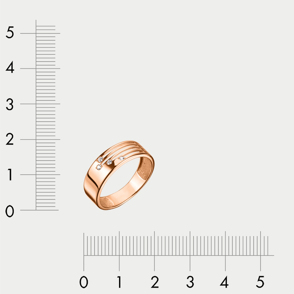 Кольцо женское из красного золота 585 пробы с фианитами (арт. 026981-1100)