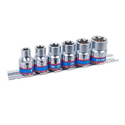 Цена на KING TONY (3106PR) Набор торцевых головок 3/8", TORX Е-стандарт, Е8-Е18, 6 предметов