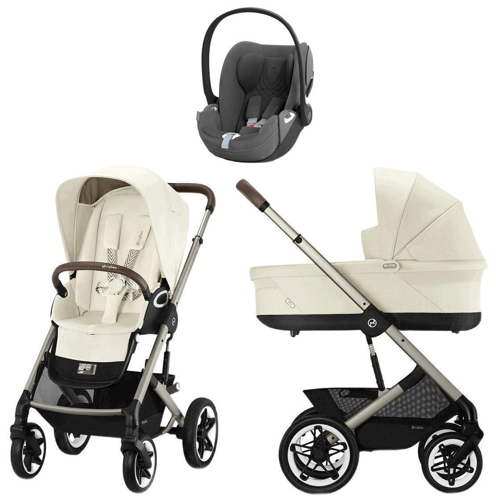 Коляска Cybex Talos S Lux TPE complete Cloud T Mirage Grey Plus 3 в 1 Seashell Beige с дождевиками