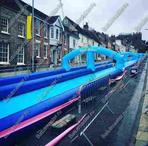 Водная горка без надувного дна, герметичная ТУРБО "Гидроспуск", 50*4*2 м