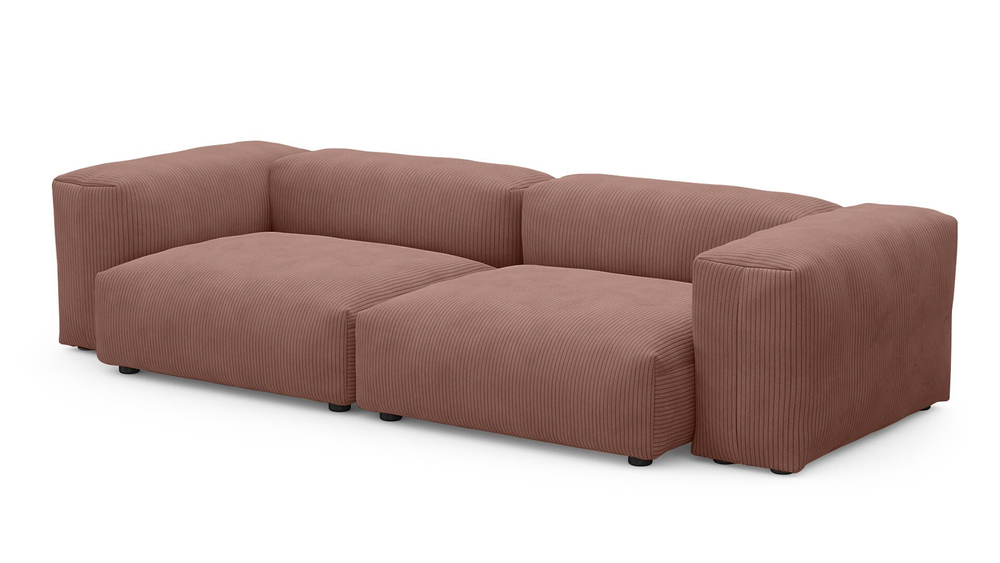 Диван Фиджи двухсекционный (большой) Cilium Coral 273*116*62 см, Розовый Вельвет Нераскладной Фиеста