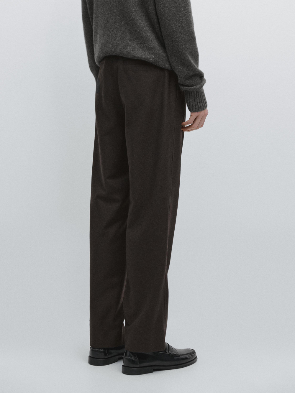 Massimo Dutti Брюки из шерстяной смеси Total Look, коричневый