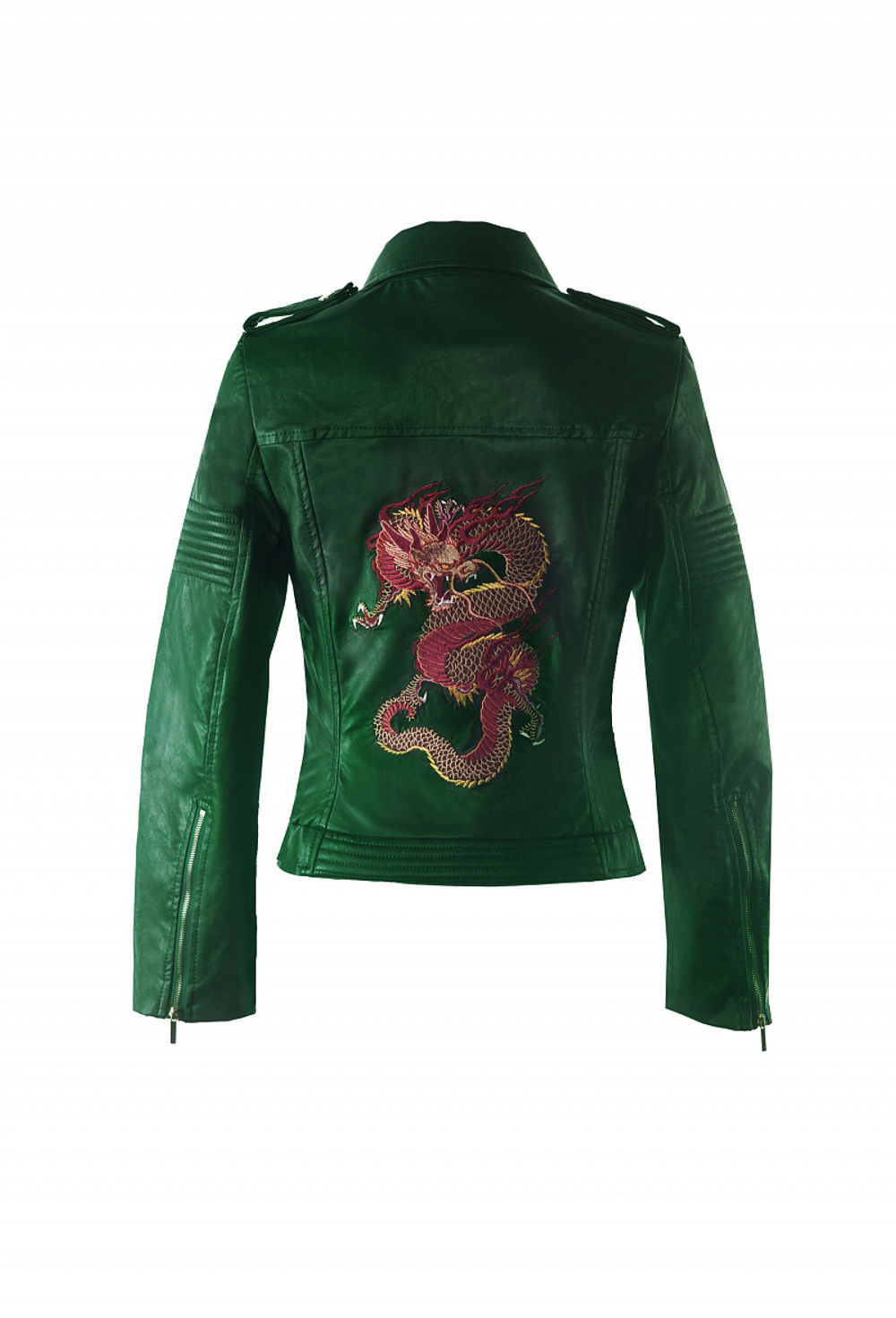 Куртка-косуха из экокожи зелёная 01-17LE