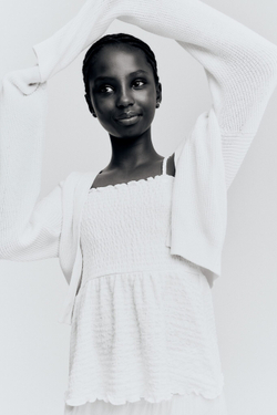 H&M Топ на бретелях со сборками, белый