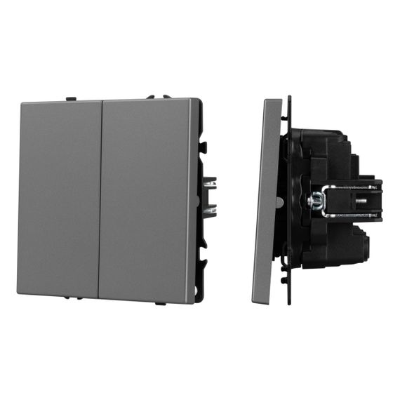 Механизм выключателя двухклавишный перекрёстный SWT-NOBE-MKX2-SFPL-GR (230V, 10A) Arlight 061793