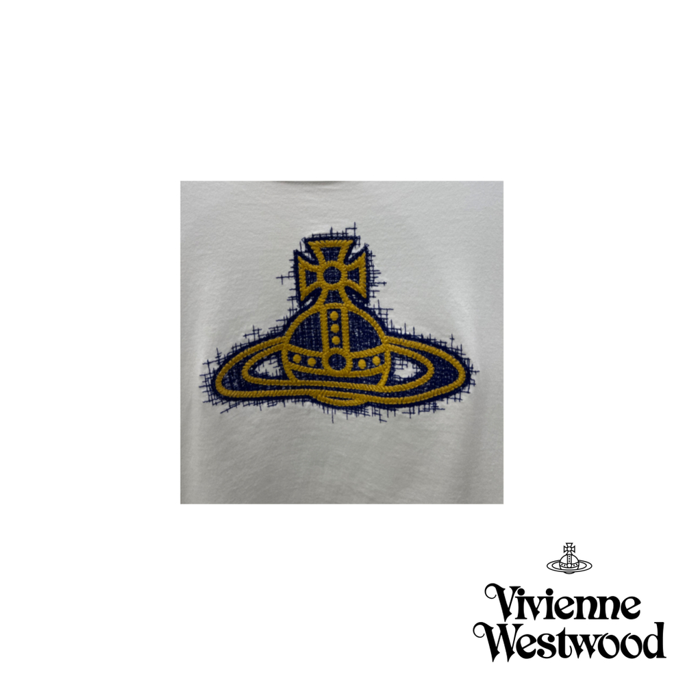VIVIENNE WESTWOOD RED LABEL ЛОНГСЛИВ БЕЛЫЙ С АППЛИКАЦИЕЙ ВИДЕ ЛОГОТИПА БРЕНДА