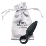 Черная анальная втулка 11,4см с кольцом на основании Fifty Shades of Grey Something Forbidden Silicone Butt Plug