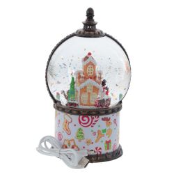 GAEM Фигурка декор в шаре "Пряничный дом" (подсвет, муз, вьюга, движ, AAх3 н/п +USB 100 см), L13 W13 H21