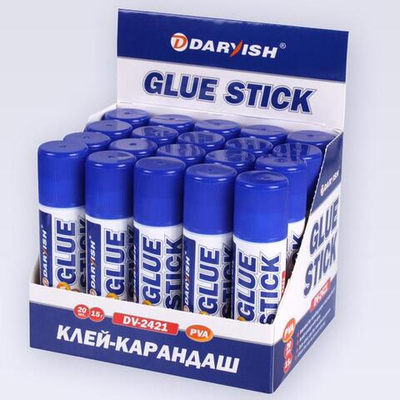 Клей-карандаш 15гр. в пластиковом корпусе с выдвигающимся стержнем (Darvish)