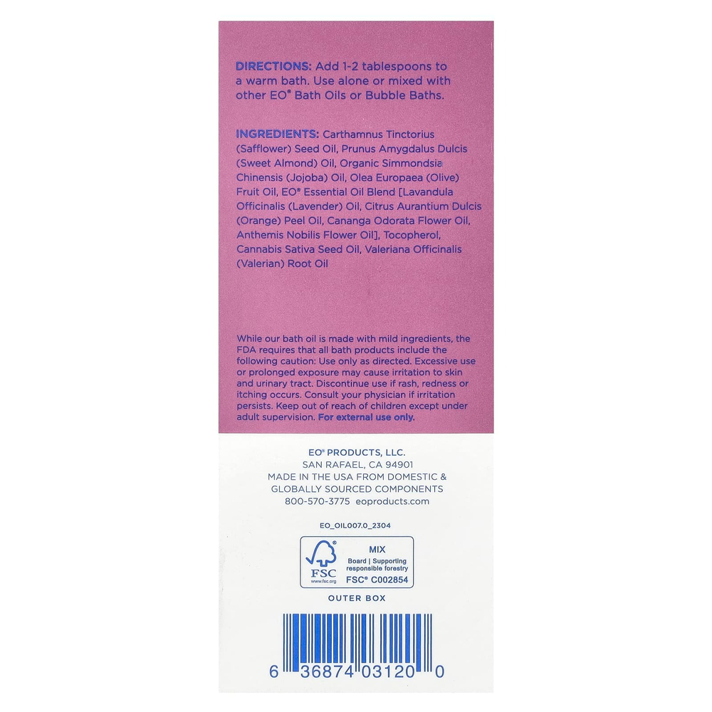 EO Products, Масло для ванн Sweet Slumber, расслабляющая ромашка и лаванда, 118 мл (4 жидк. унц.)