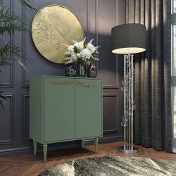 Комод Арт Колор matte Классик Голд с 2 полками Зеленый нефрит матовый