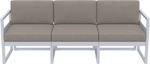 Диван пластиковый трехместный с подушками Siesta Contract Mykonos XL, серебристый, светло-коричневый
