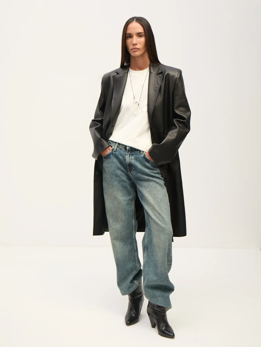 Плащ из натуральной кожи, Черный